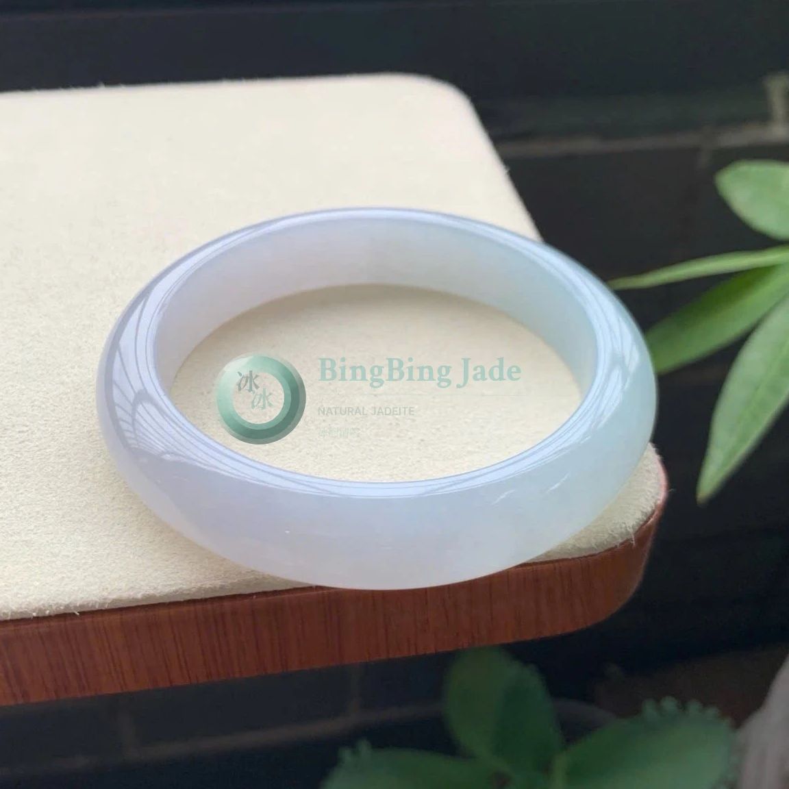 Icy Glutinous Blue Moonlight Jadeite Bangle 56.8mm