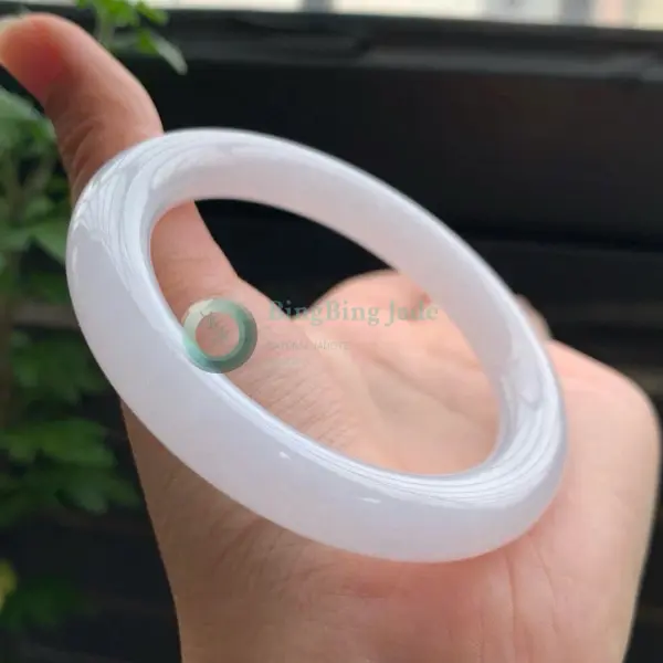 Icy White Moonlight Bangle 54mm — Pure Snow Translucency