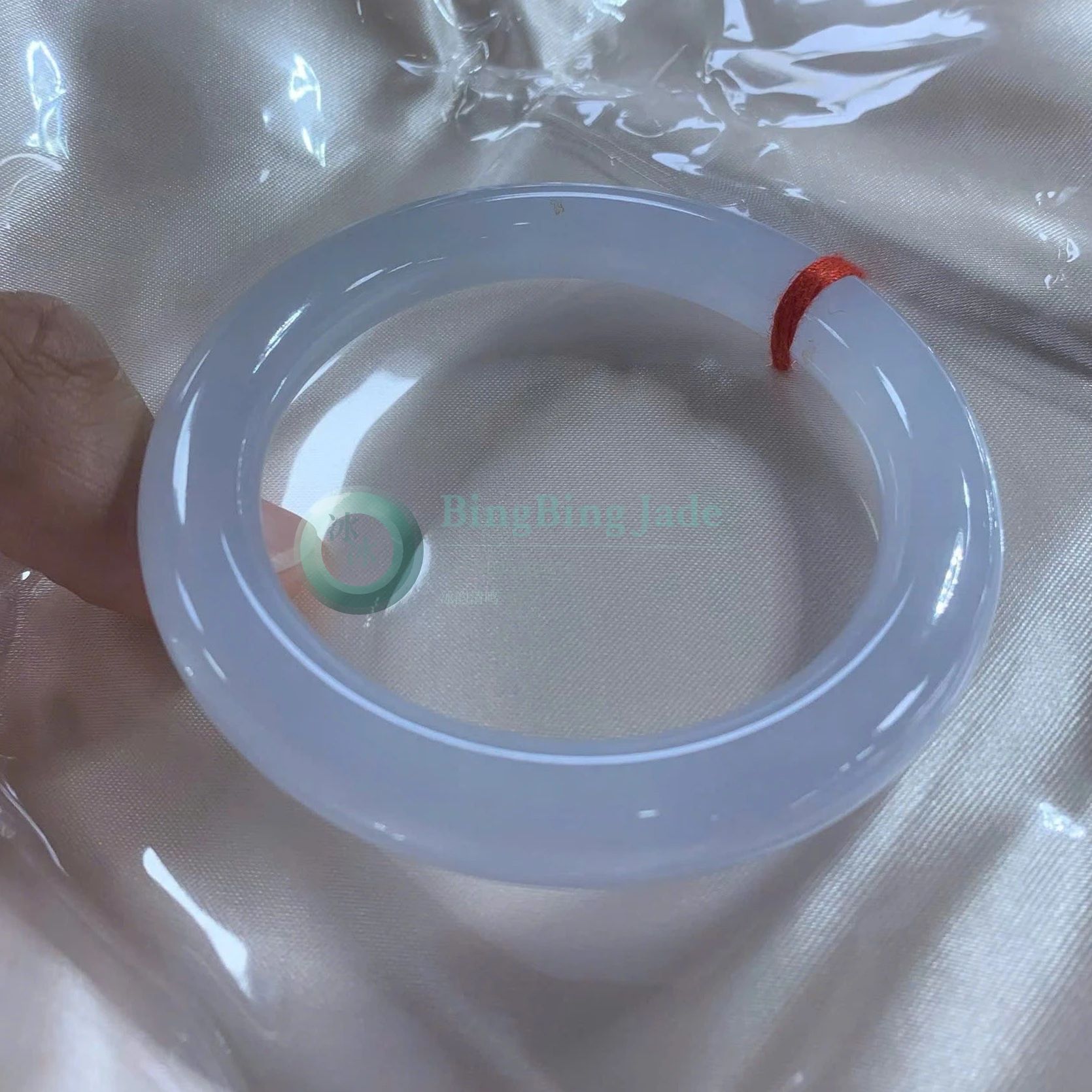 Icy White Jade Bangle 52mm — Pure Snowmelt Lustre
