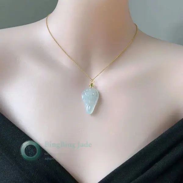 Icy White Laughing Buddha Pendant — Pure Glow on 18K Gold