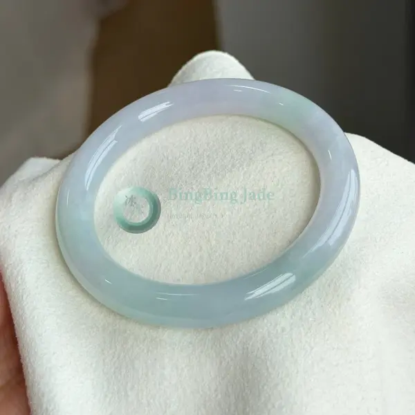 Sweet Pastel Blue-Green with Moonlight Undertone Round Bangle 56.5mm
