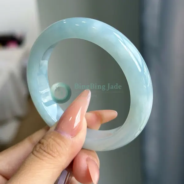 Drifting Cloud Blue Jadeite Bangle 52mm