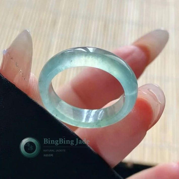 Icy Blue-Green Clarity Jadeite Ring