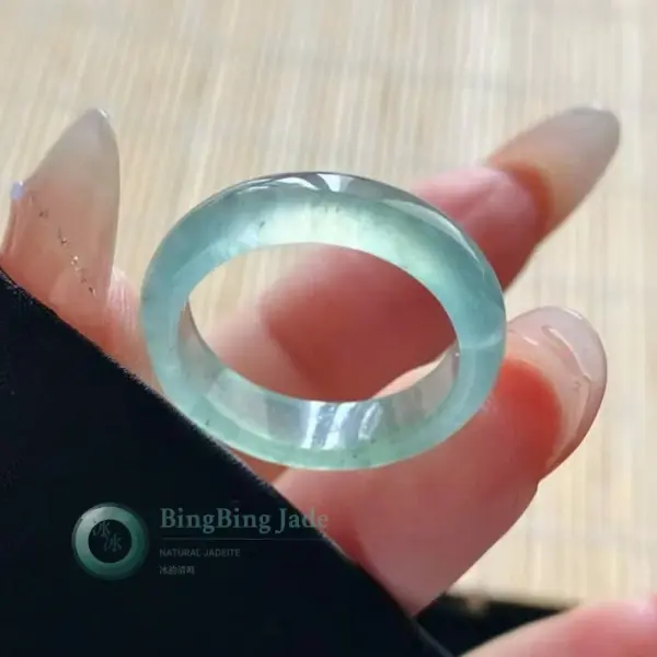 Icy Blue-Green Clarity Jadeite Ring