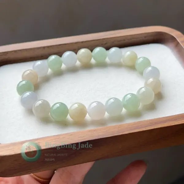 Spring Meadow Multicolor Jadeite Bead Bracelet 9.9mm
