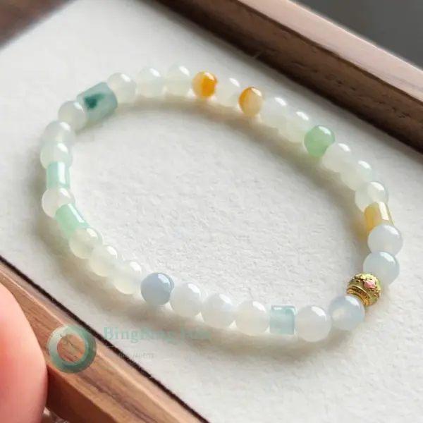 Icy Glutinous Multi-Color Jadeite Bracelet — Spring Garden Palette