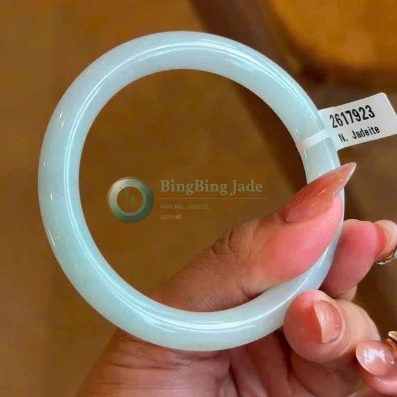 Pale Celadon Glow Jadeite Bangle 53.5mm