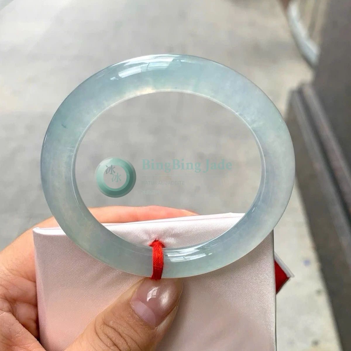 Icy Blue-Green Crystal Round Bangle 51mm
