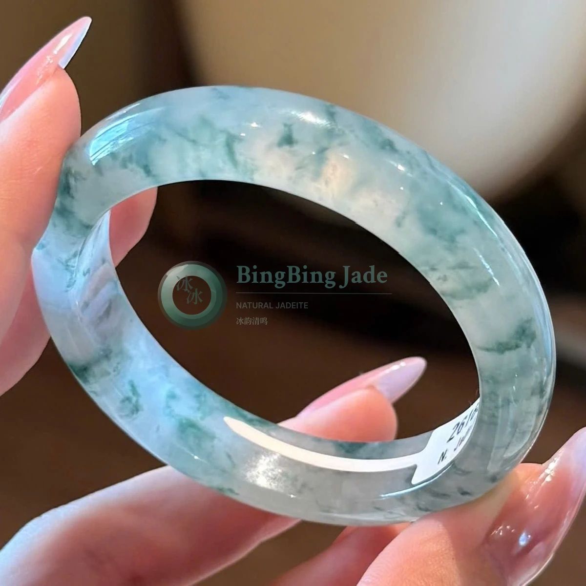 Icy Floating Blossom Jadeite Bangle 51.5mm