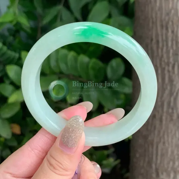 Soft Celadon Floating Emerald Jadeite Bangle 55.9mm