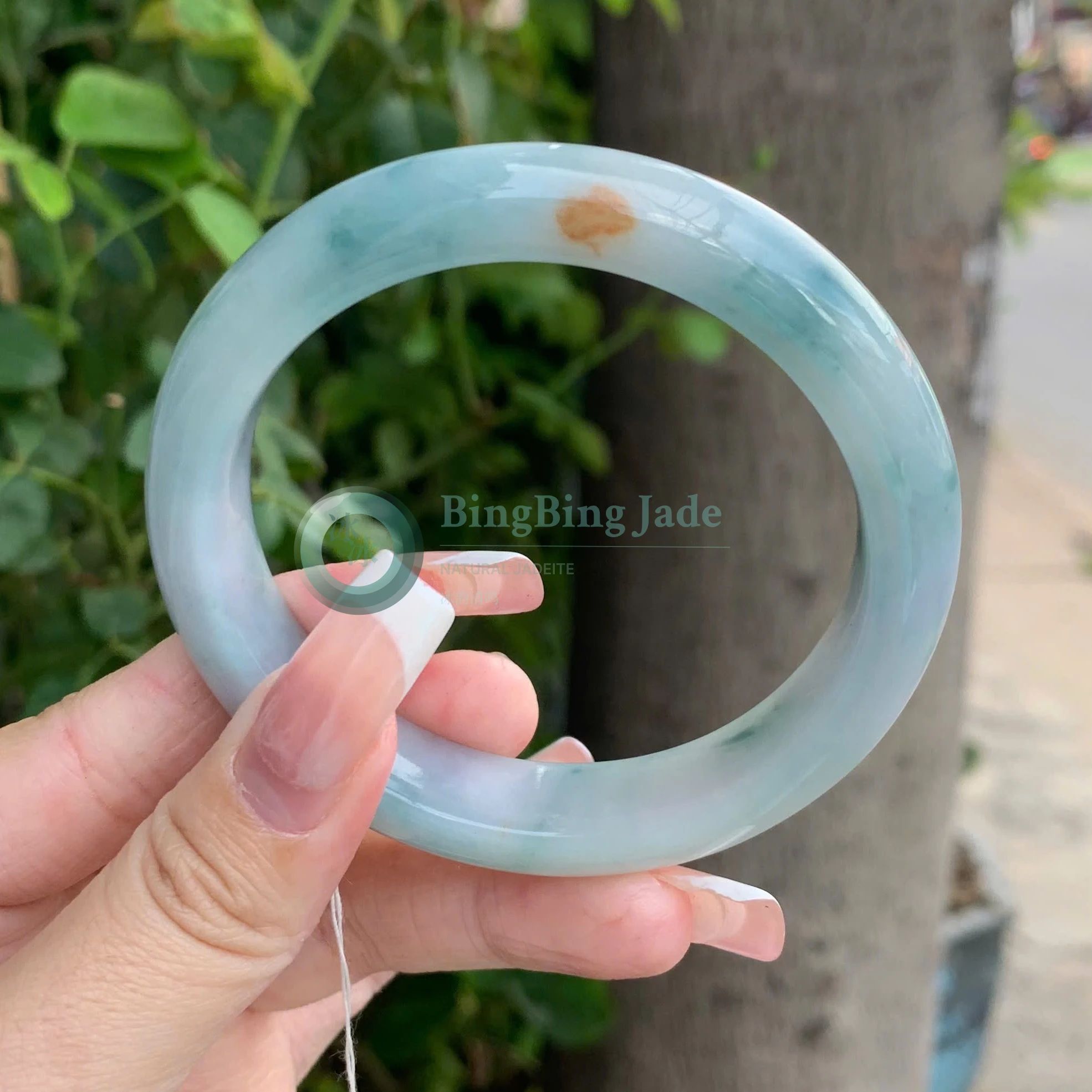 Pale Seafoam with Honey Kiss Jadeite Bangle 56.5mm