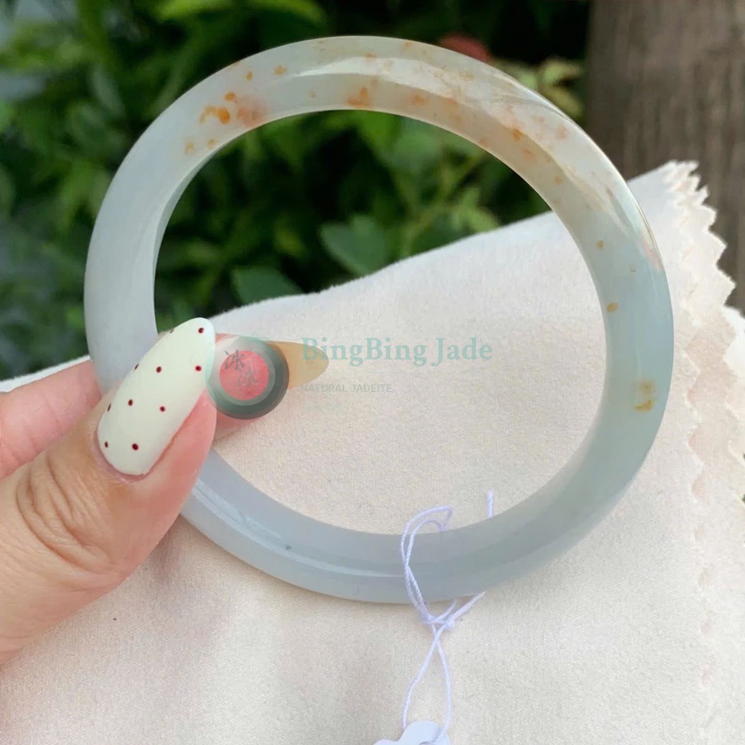 Soft Frost with Amber Kiss Jadeite Bangle 57mm