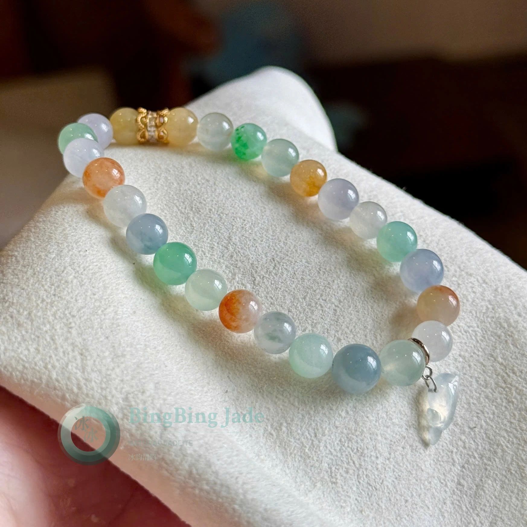 Icy Pastel Candy Multi-Color Jadeite Bracelet 7mm — Springtime Sorbet