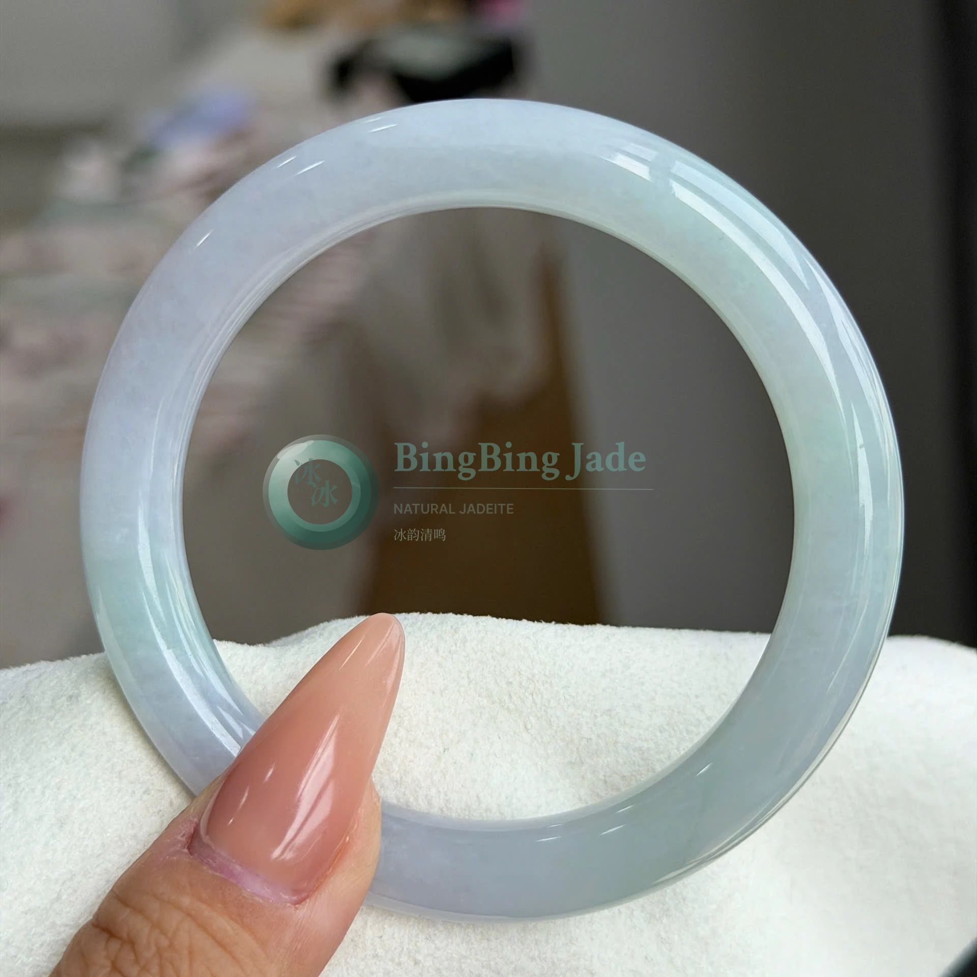 Pastel Aqua with Moonlight Undertone Bangle 56.5mm — Sweet Candy Glow