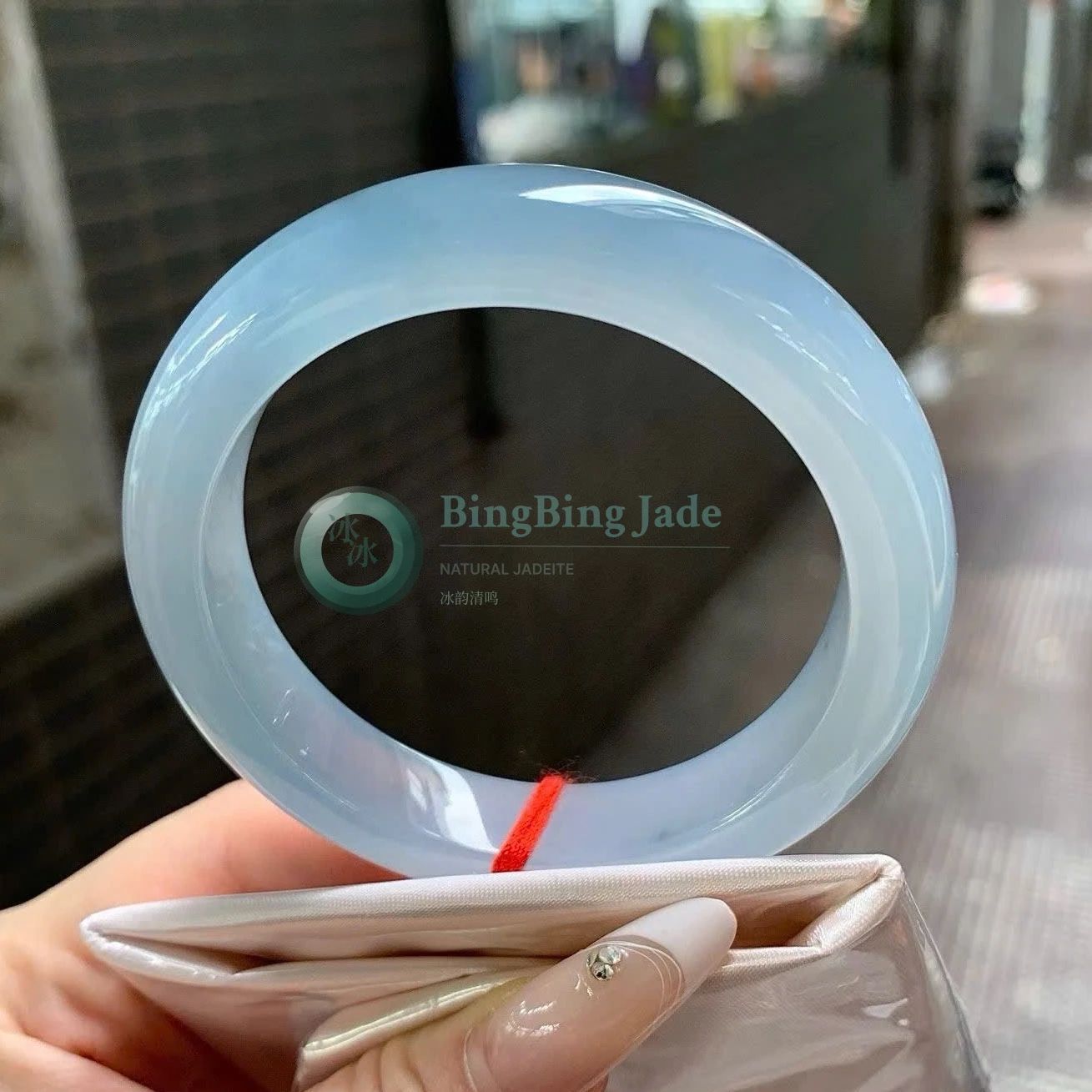Icy Blue Moonlight Undertone Bangle 53mm — Still Water Translucency