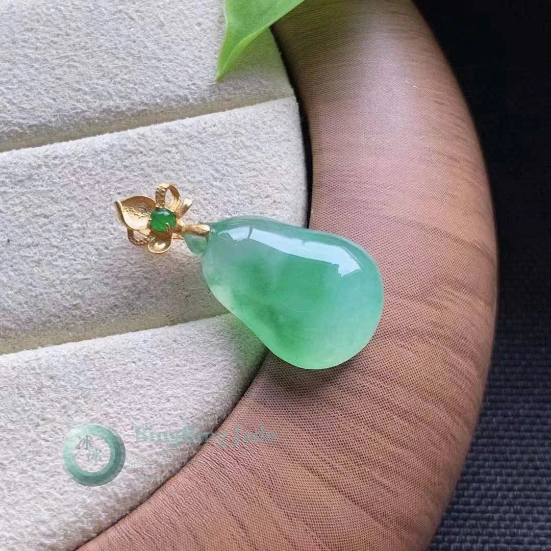Icy Melon Drop with Floating Green — Jadeite Pendant