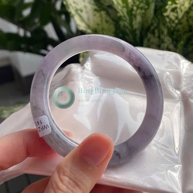 Icy Lavender Marbled Jadeite Bangle 53–54mm