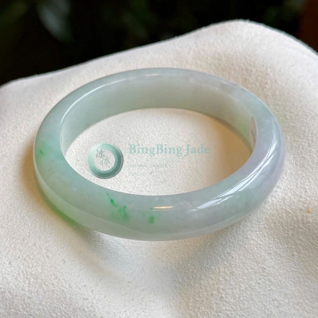 Spring Mist with Floating Emerald Flecks — Narrow Bangle 54.8mm