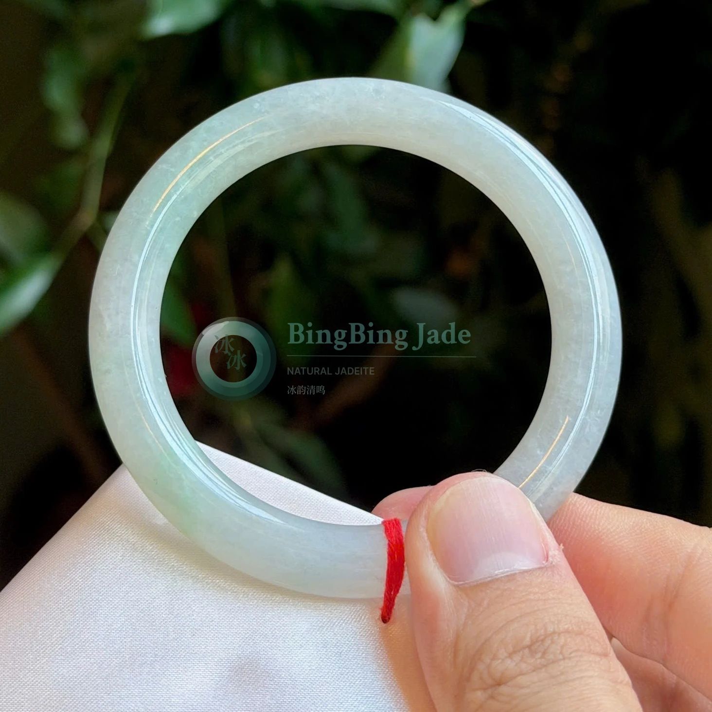 Soft Aqua Glow Round Bar Bangle 57mm — Plump Form with Gentle Teal Undertone