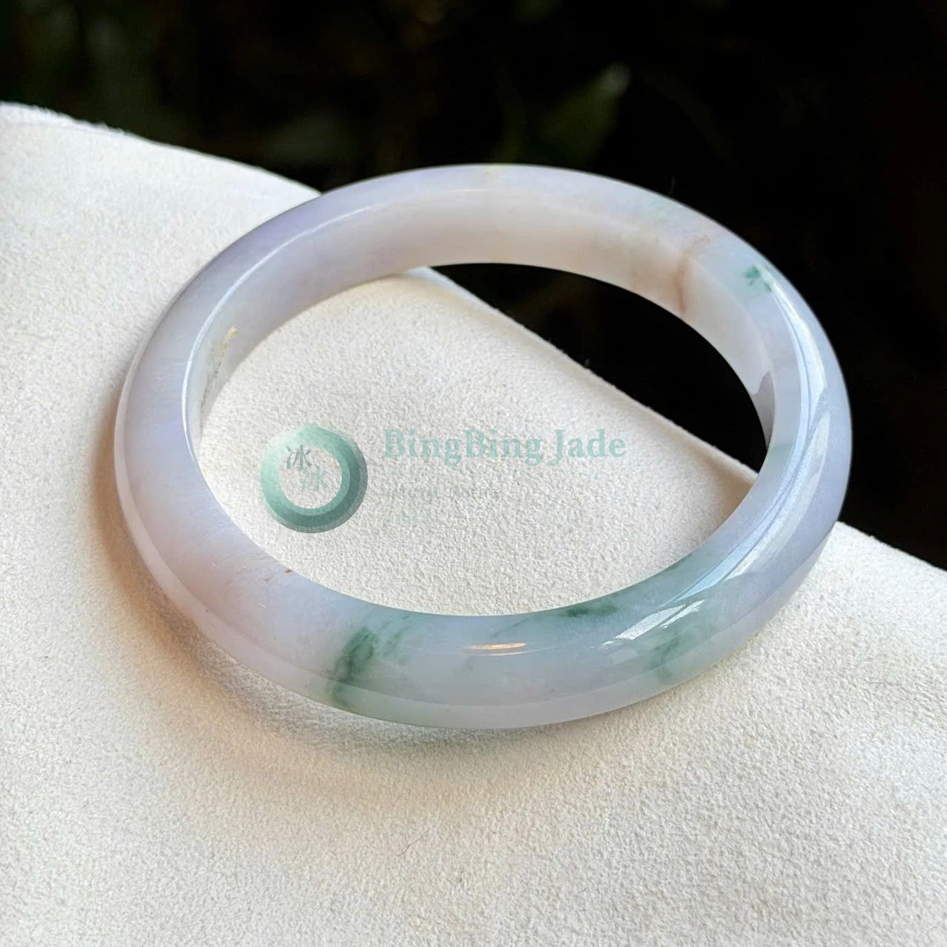 Moonlight Lavender with Floating Green Blush — Bangle 64mm