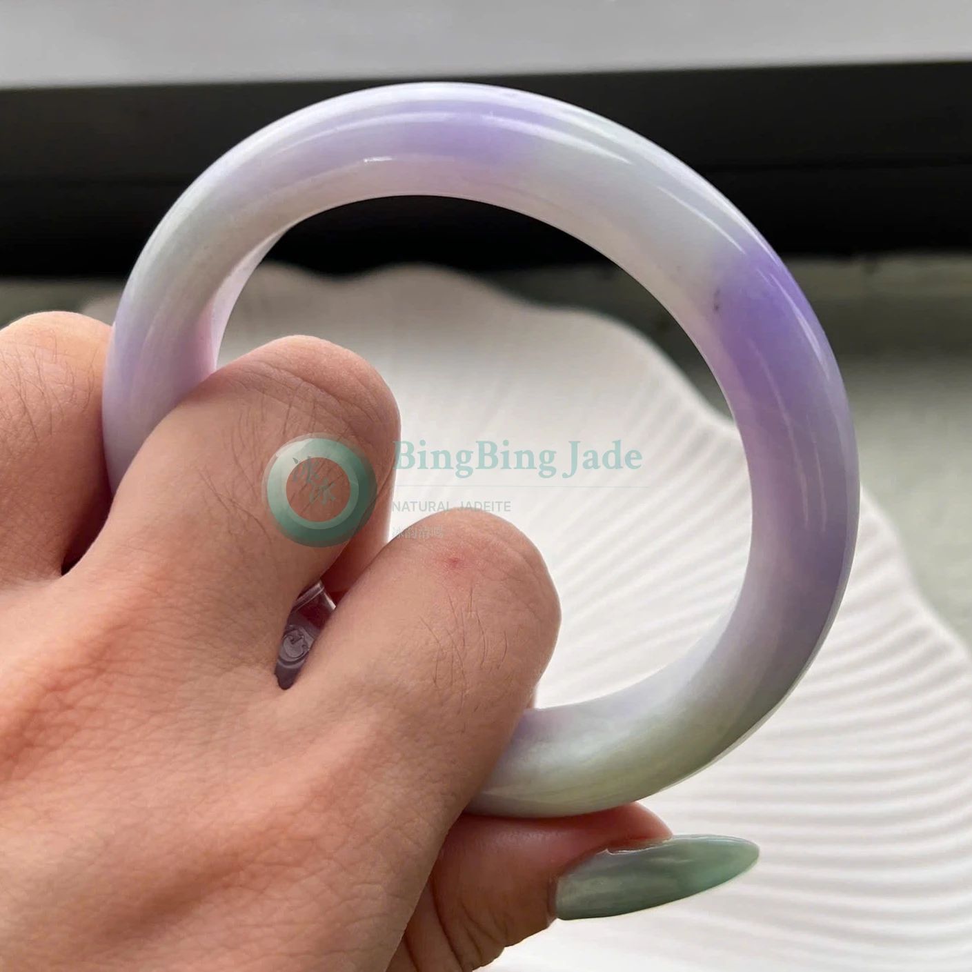 Saturated Lavender Bloom Jadeite Bangle 54.7mm