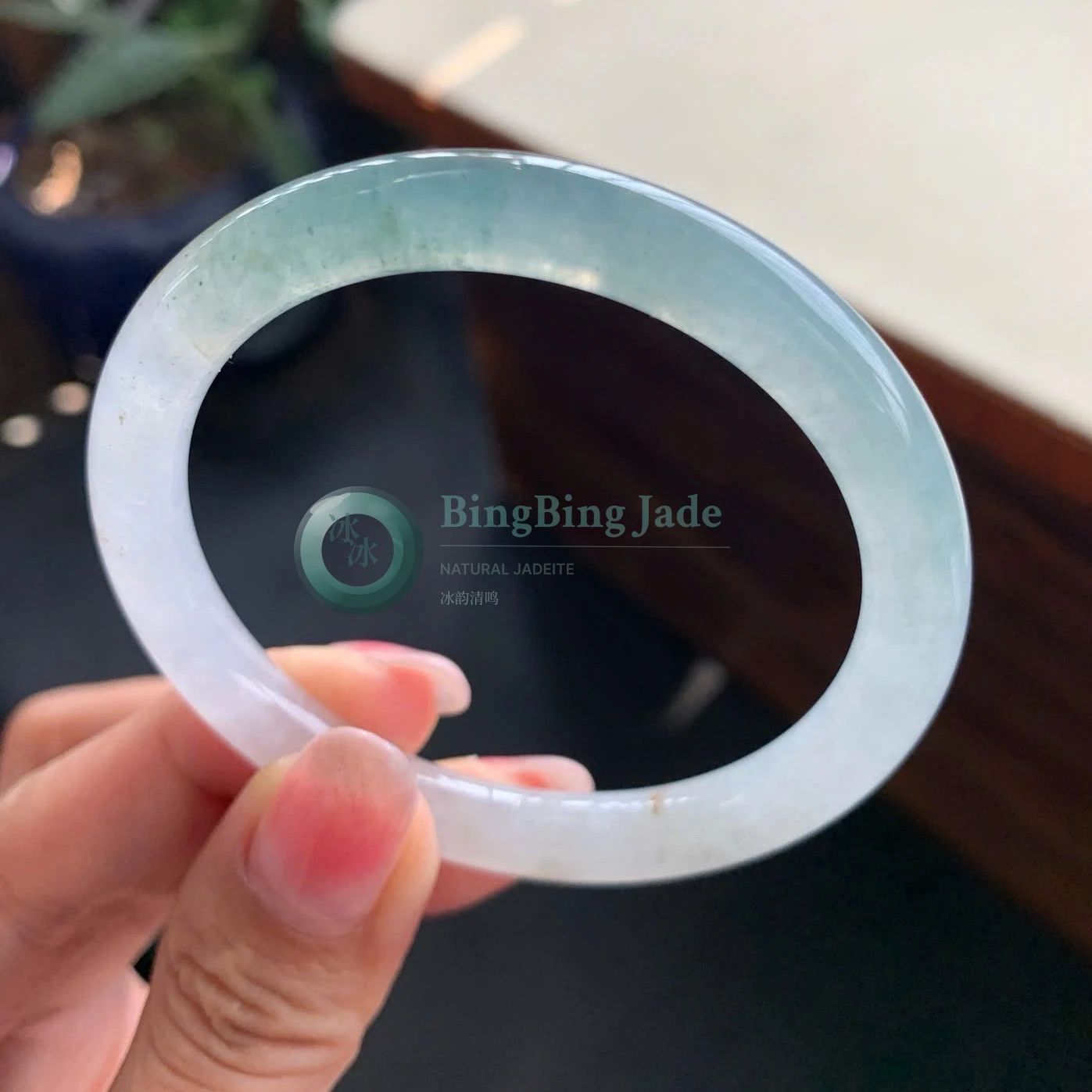 Icy Glacier Blue-Green Jadeite Bangle 50.8mm