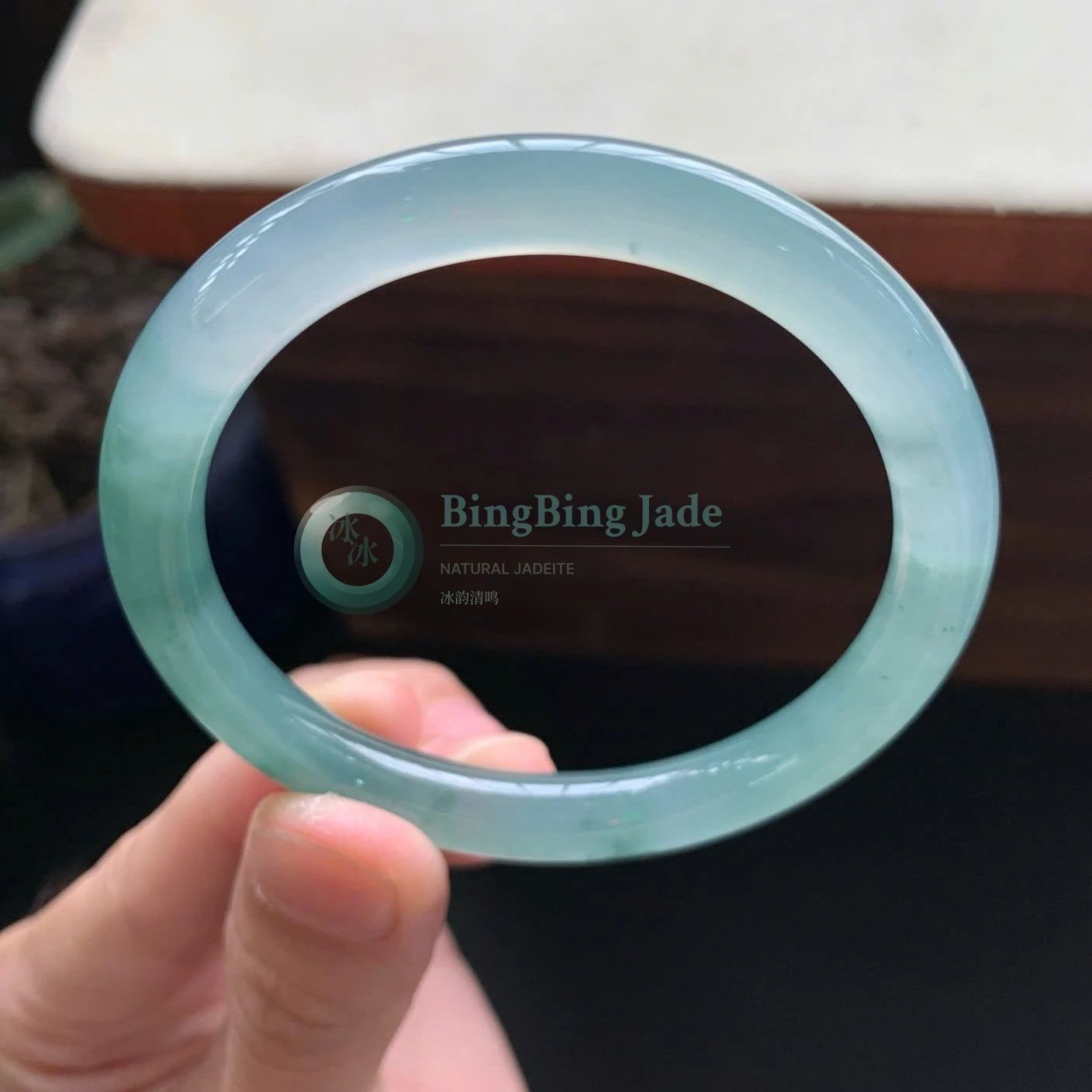 Icy Aqua Glow Round Bangle 51.7mm