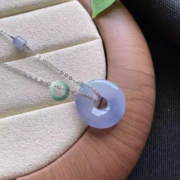 Lavender Donut Pendant Necklace on 18K White Gold Chain