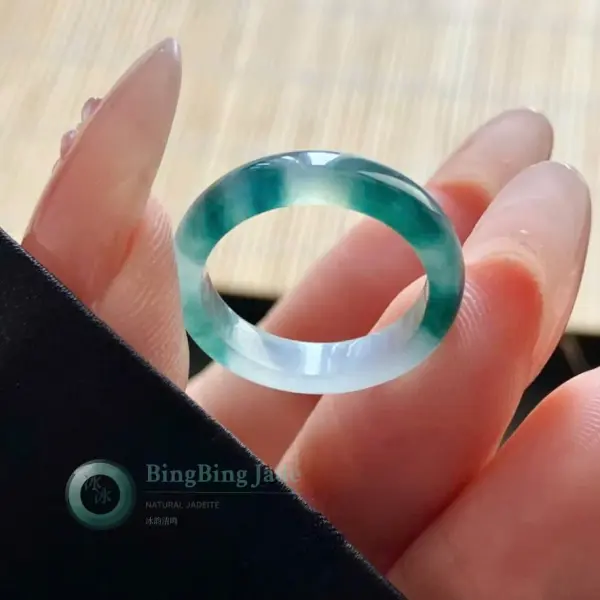 Icy Floating Emerald Bloom Jadeite Ring 14.7mm