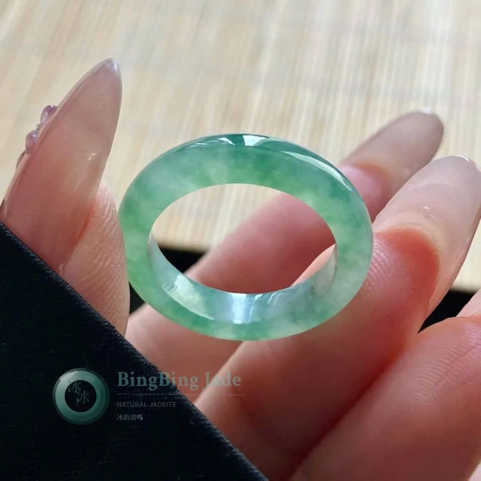 Icy Spring Bloom Floating Green Jadeite Ring 16.1mm