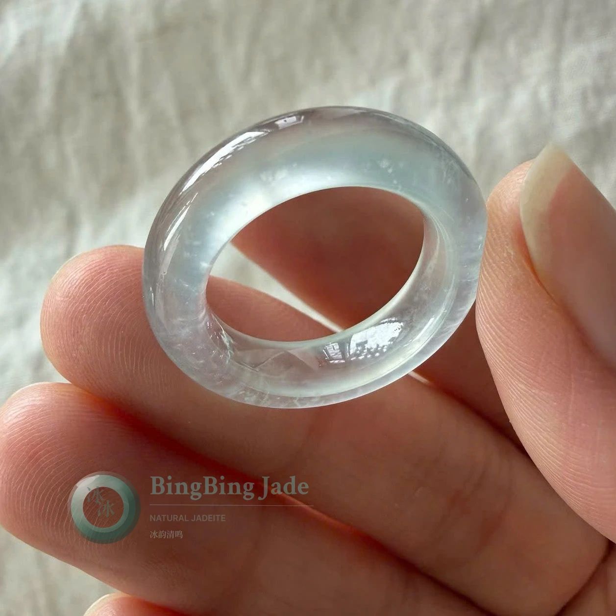 Glass-Body Translucent Jadeite Ring — Pure Light, 16mm