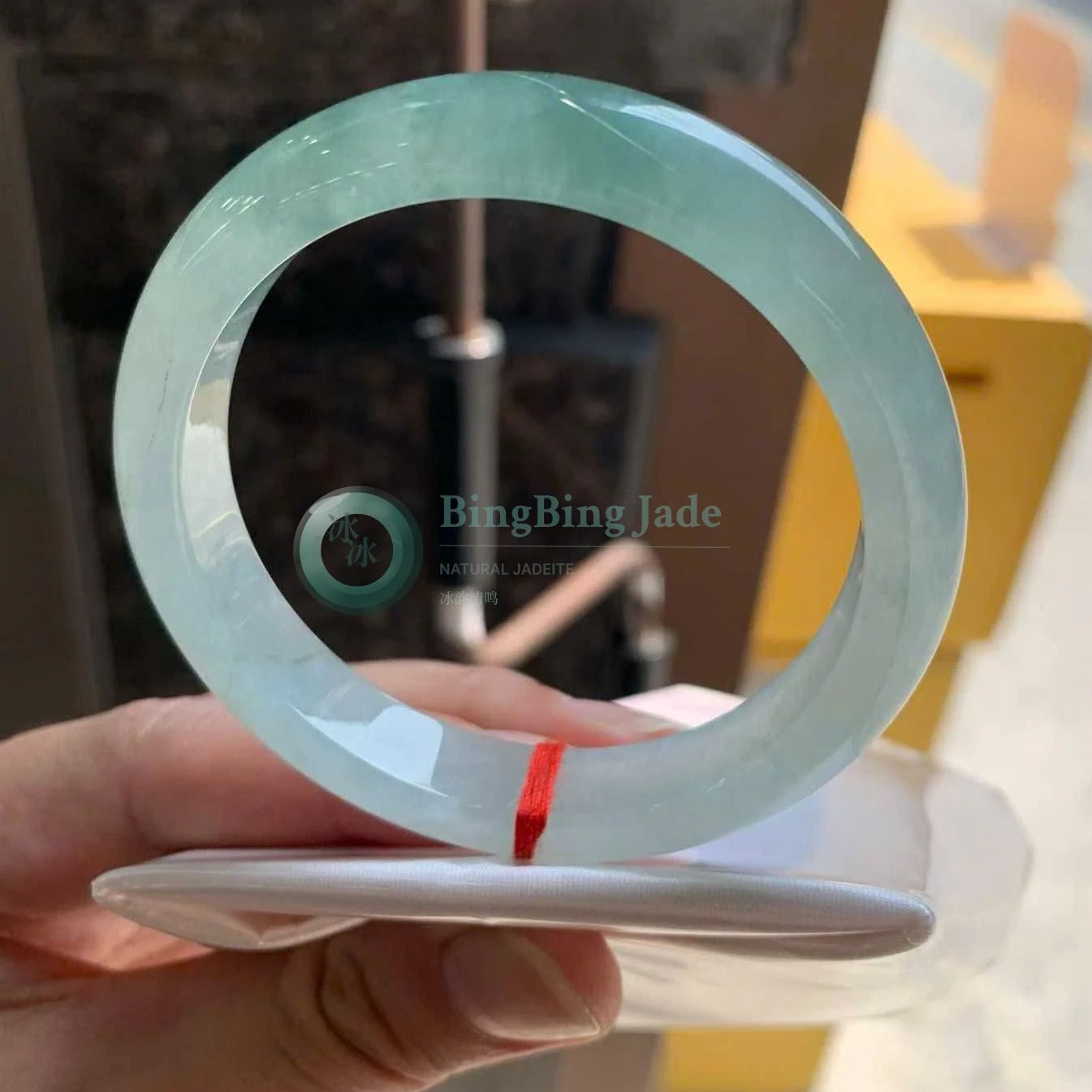 Icy Aqua Glow Round-Bar Bangle 57.5mm