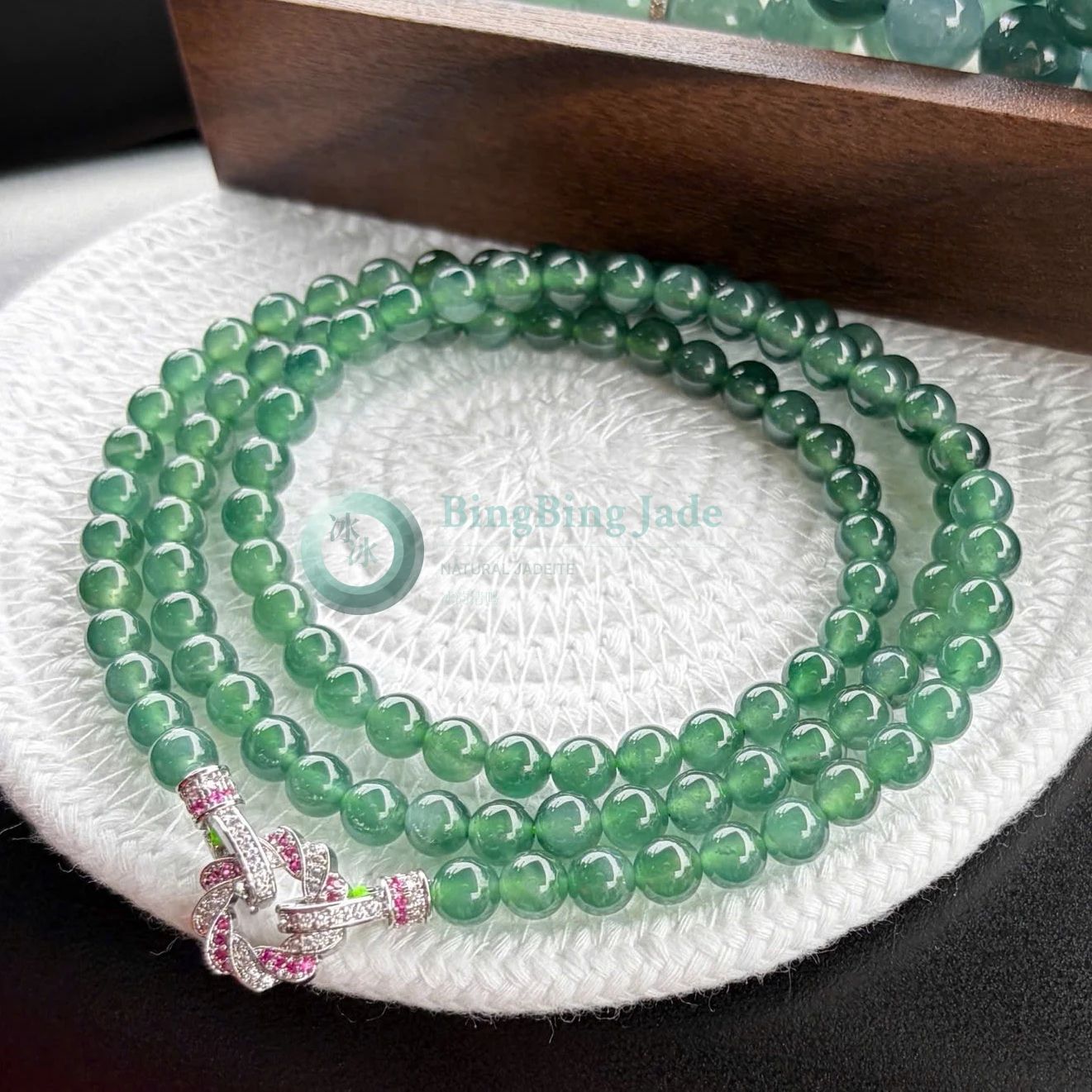 Icy Green Luminescence — Jadeite Beaded Bracelet 6mm