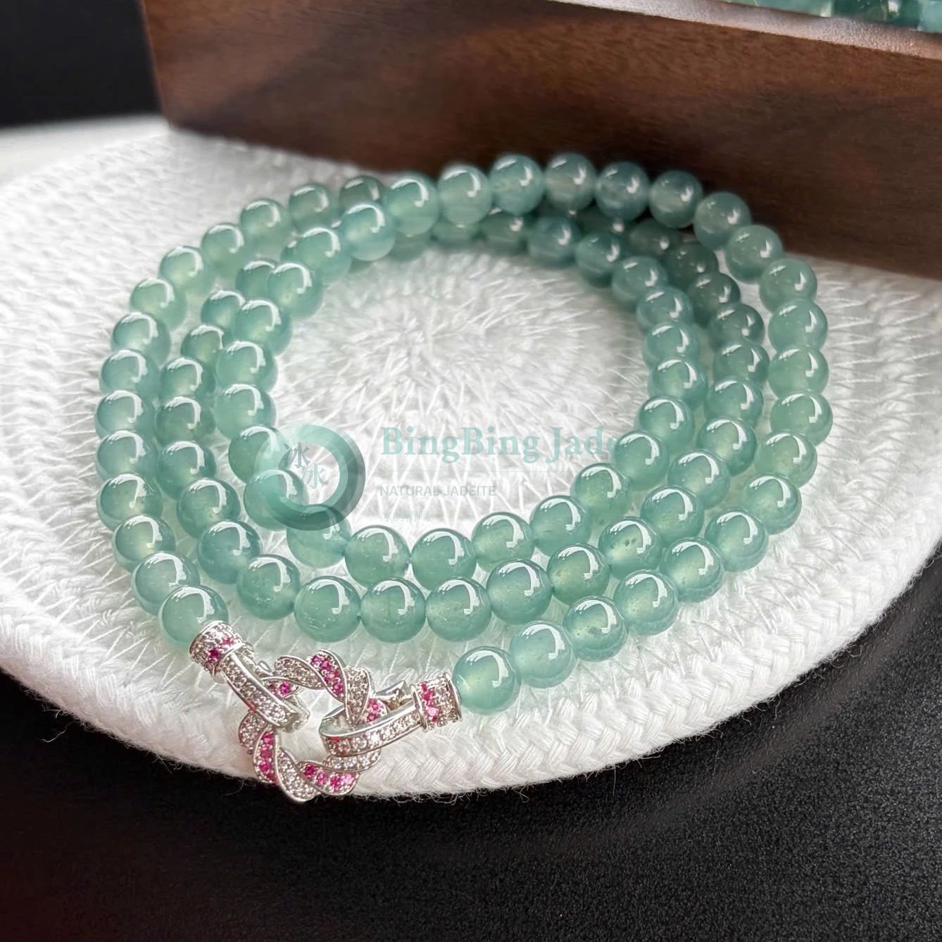Icy Seafoam Multi-Strand Jadeite Bracelet — Gentle Blue-Green Glow