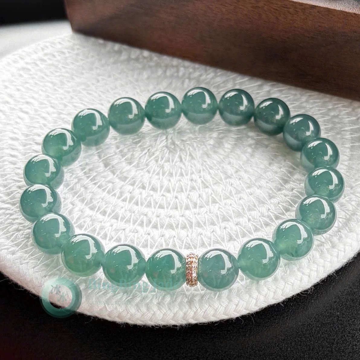Icy Blue-Green Floating Mist Jadeite Bracelet 10mm