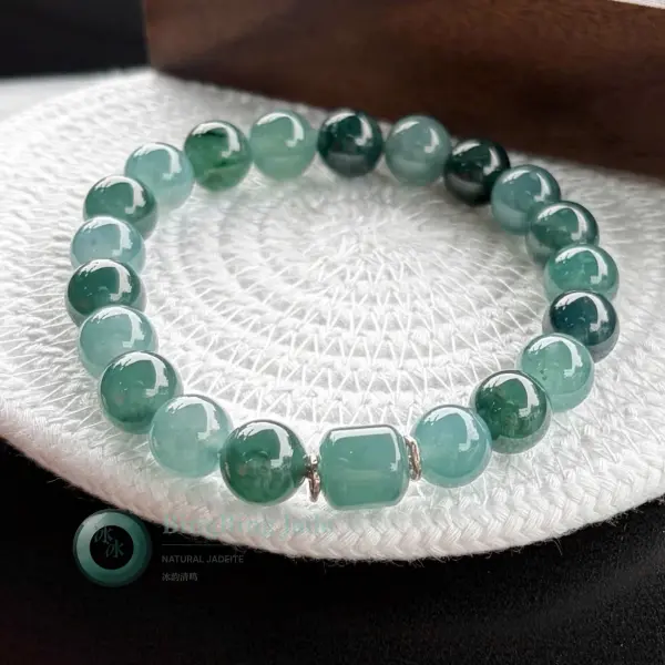 Icy Teal Drift — Multi-Bead Jadeite Bracelet 10mm