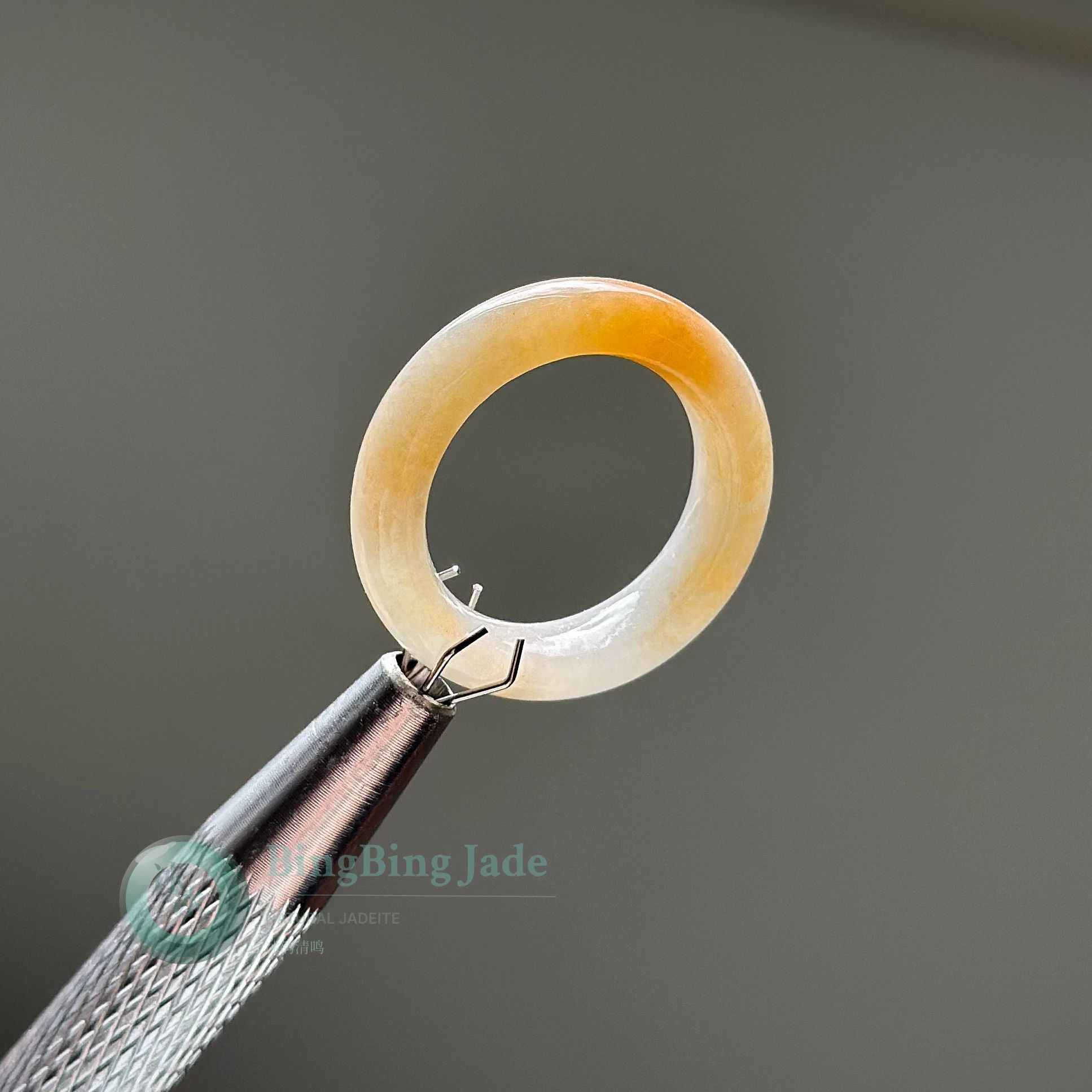 Warm Honey Glow Jadeite Ring 16.3mm
