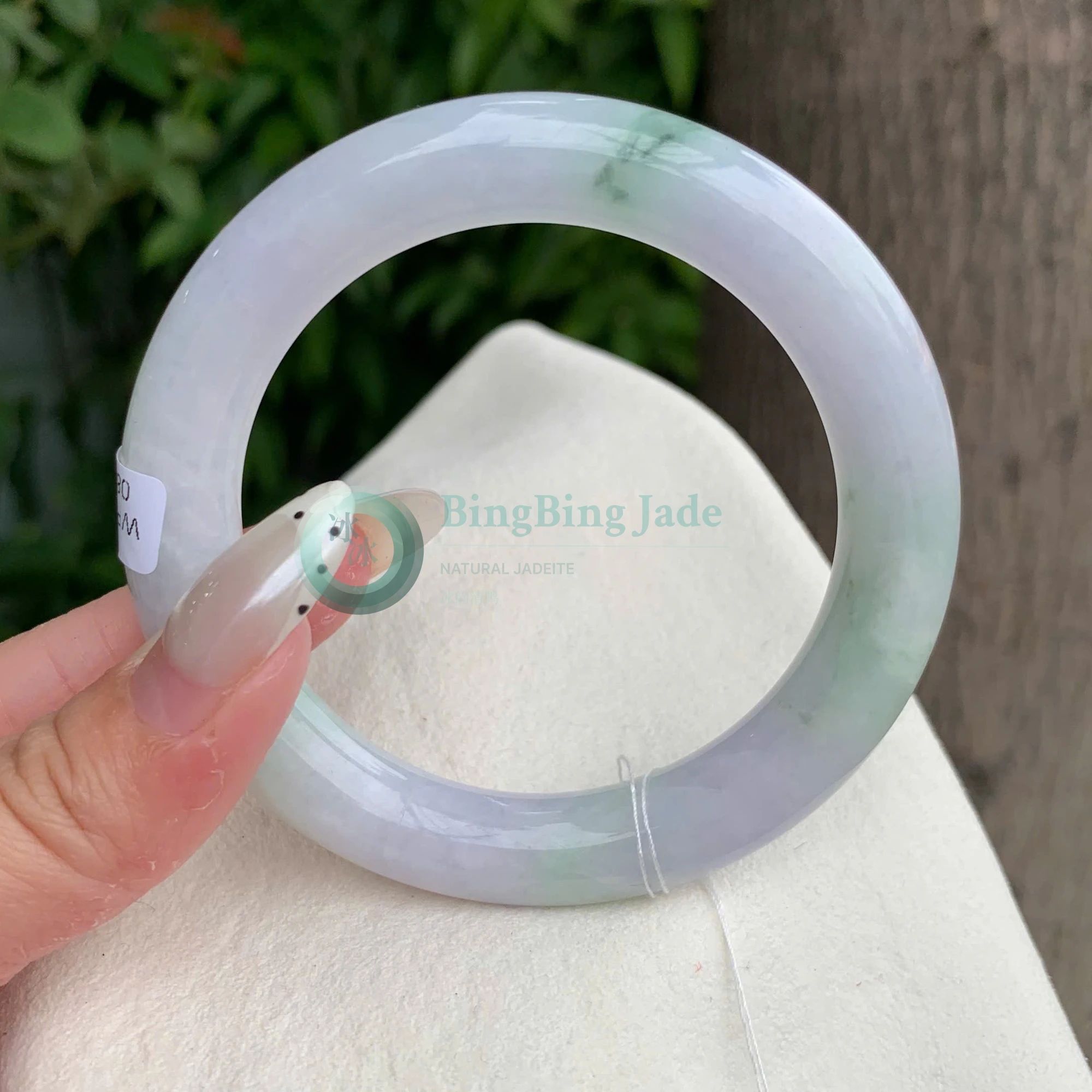 Lavender Mist with Floating Green Veins Bangle 54mm
