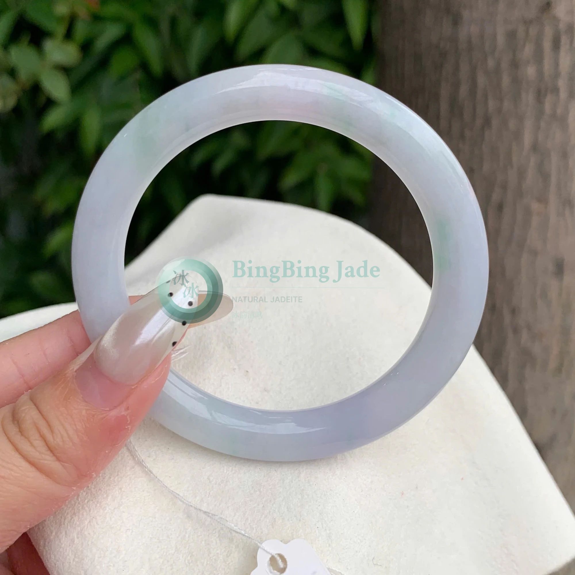 Soft Lavender Mist with Spring Green Whispers — Round Bangle 53mm