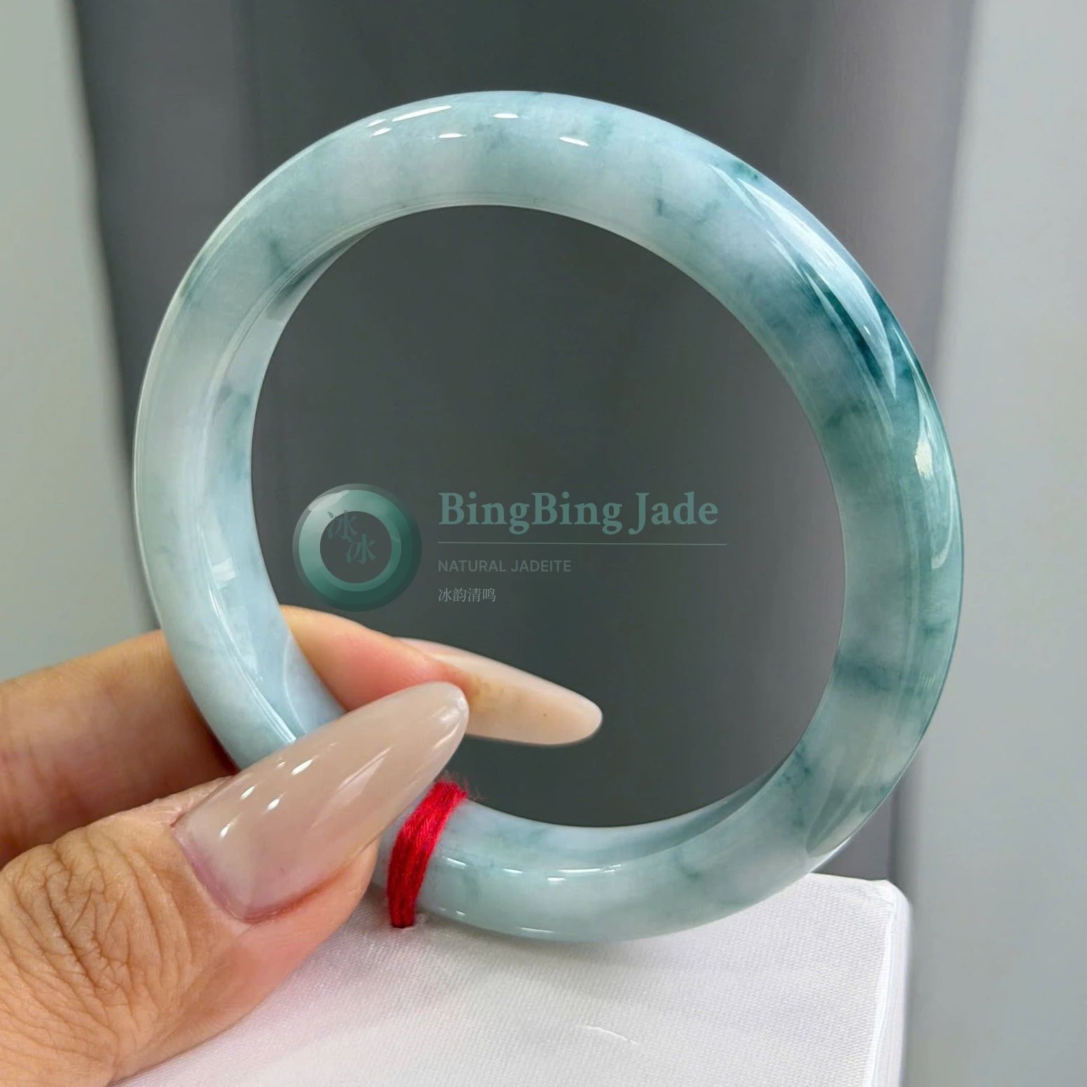 Blue Jeans Resin-Smooth Jadeite Round Bangle 55mm