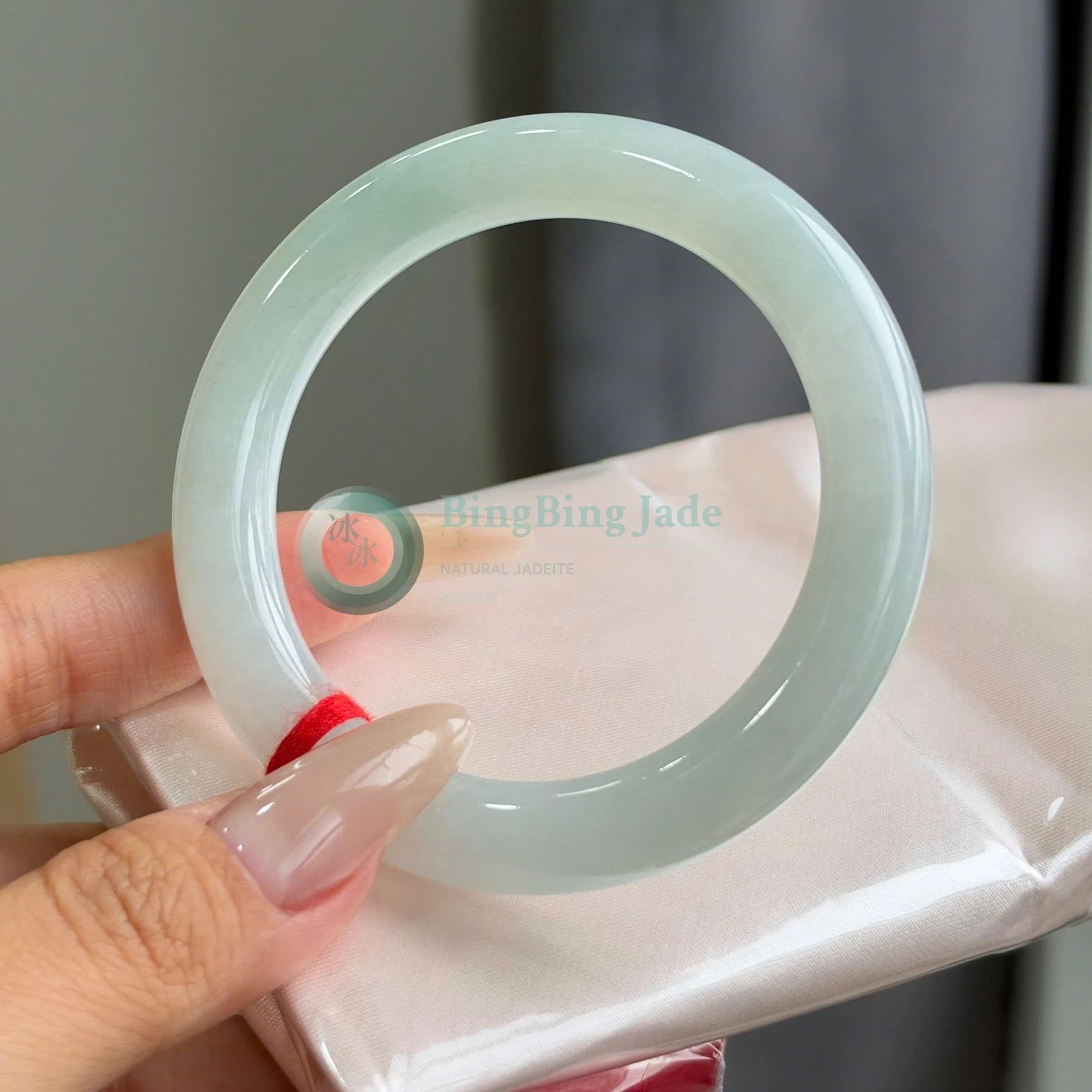Pale Celadon Resinous Glow Round Bangle 54.5mm