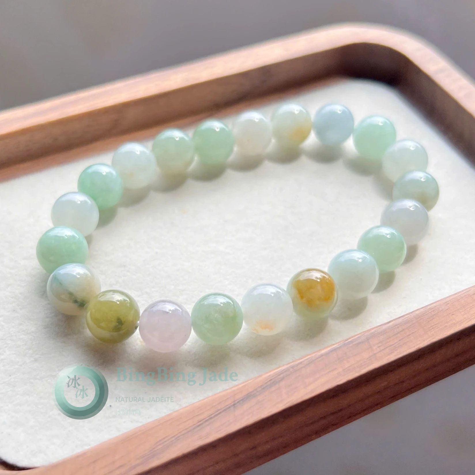 Spring Meadow Multi-Color Jadeite Bead Bracelet 9.5mm