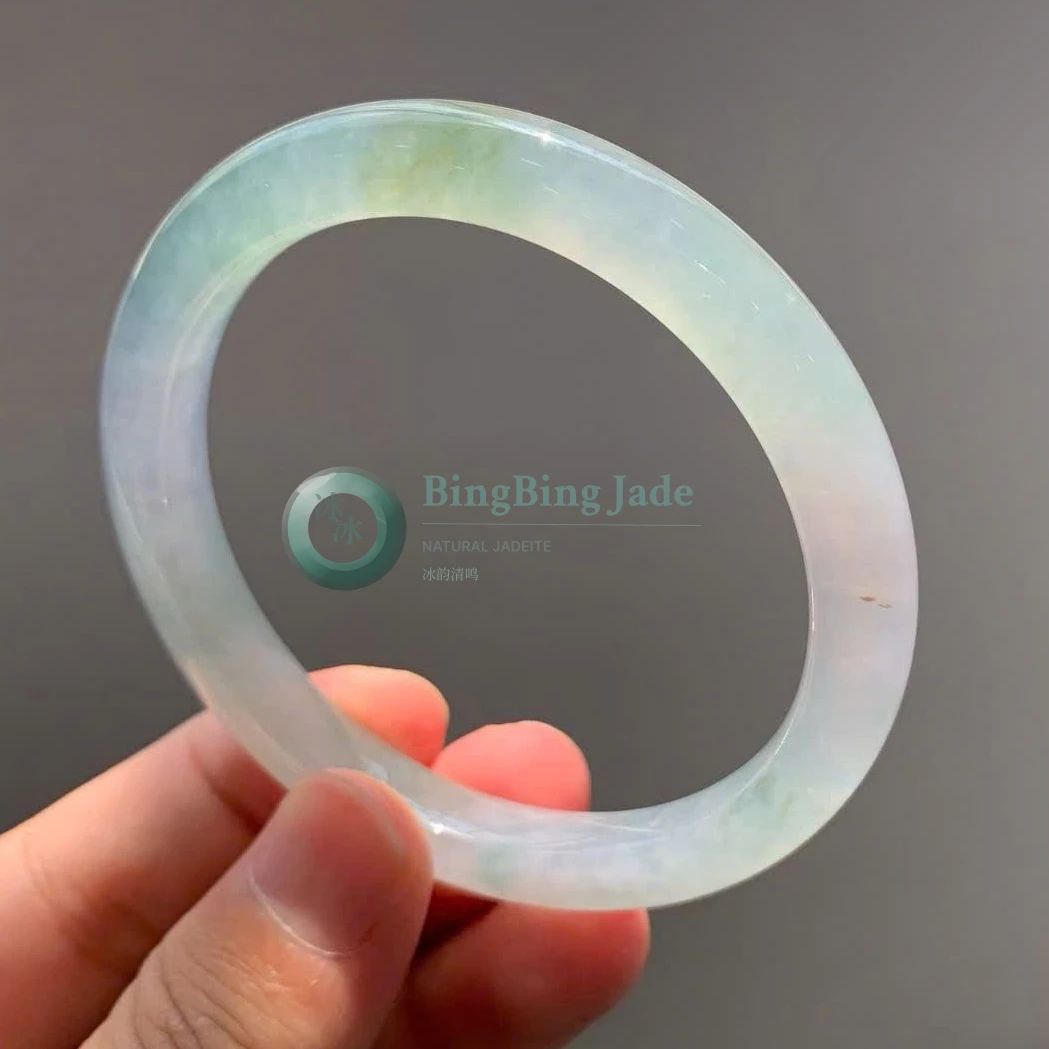 Rainbow After Rain — Luminous Pastel Icy Jadeite Bangle 57mm