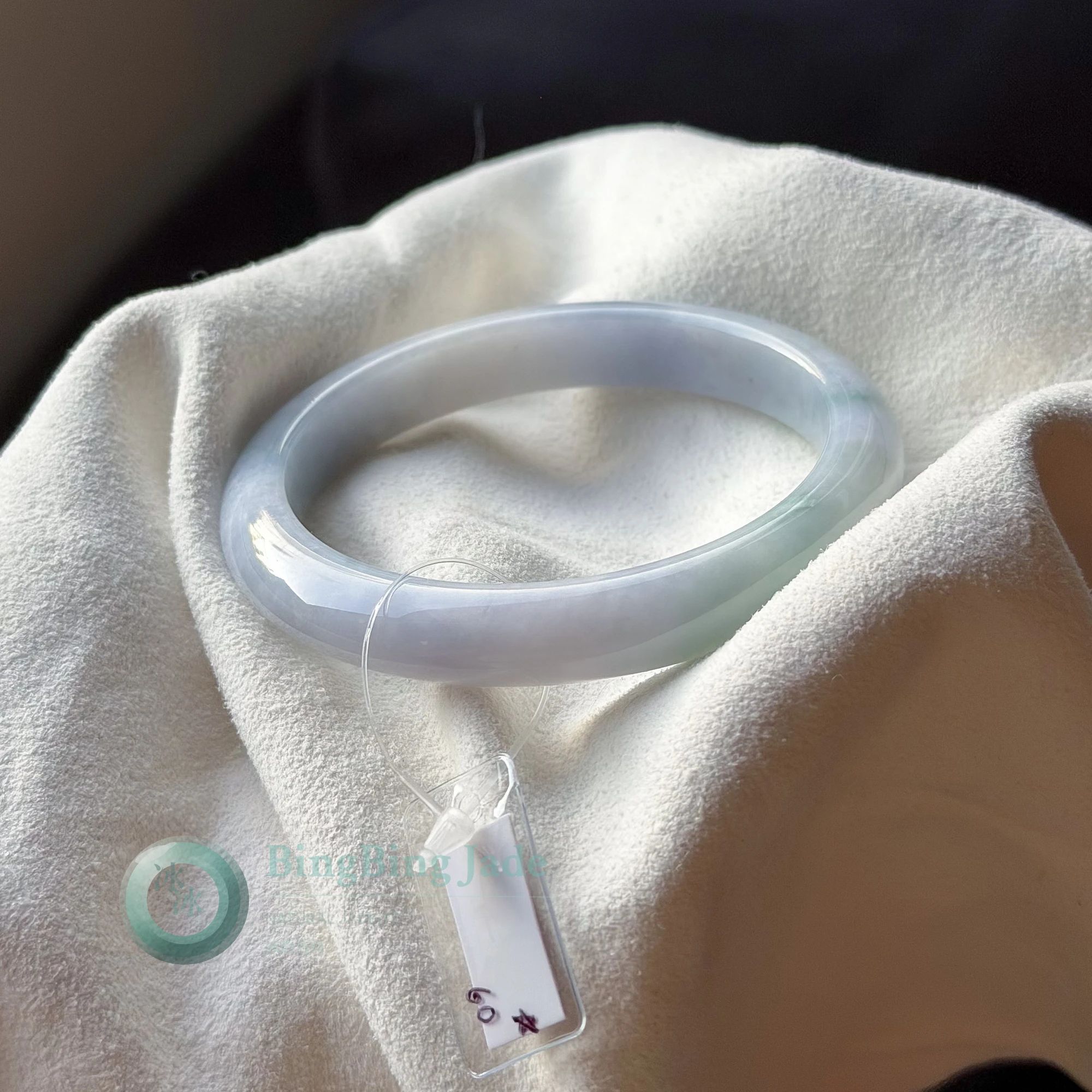 Moonlit Pastel Lavender Dreamy Jadeite Bangle 60mm