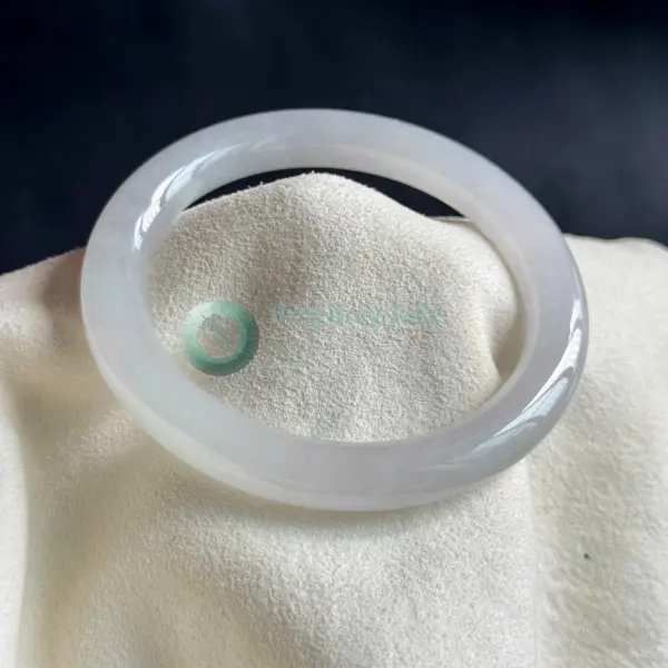 Icy Moonlight White Jadeite Bangle 57.6mm — Pure Bottomless Glow
