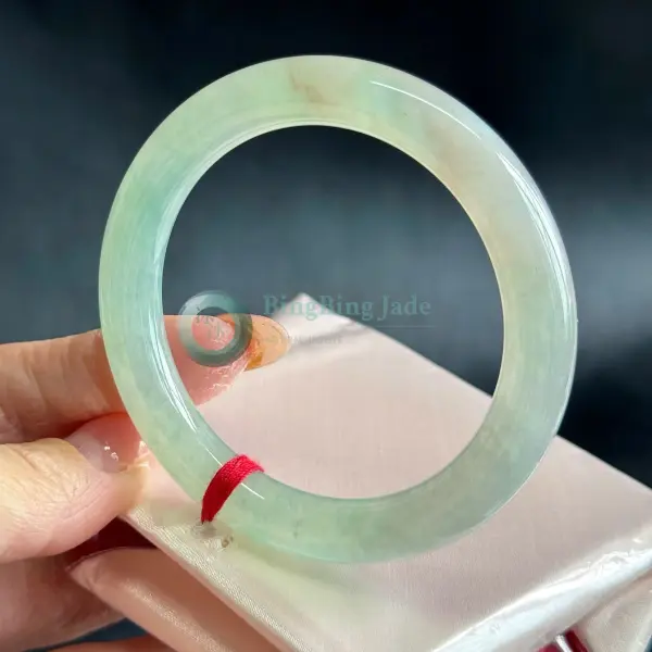 Icy Fall Celadon Maple Lake Round Bangle 55mm — Pure Celadon Glow