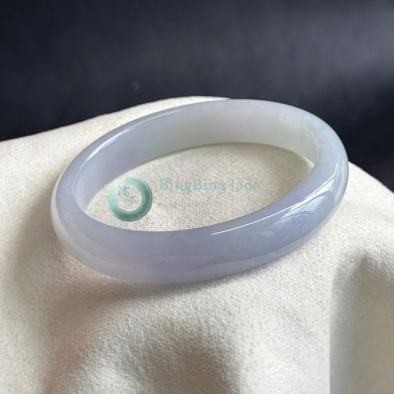 Moonlight Lavender Undertone Jadeite Bangle 56mm — Quiet Glow, Old-Mine Texture