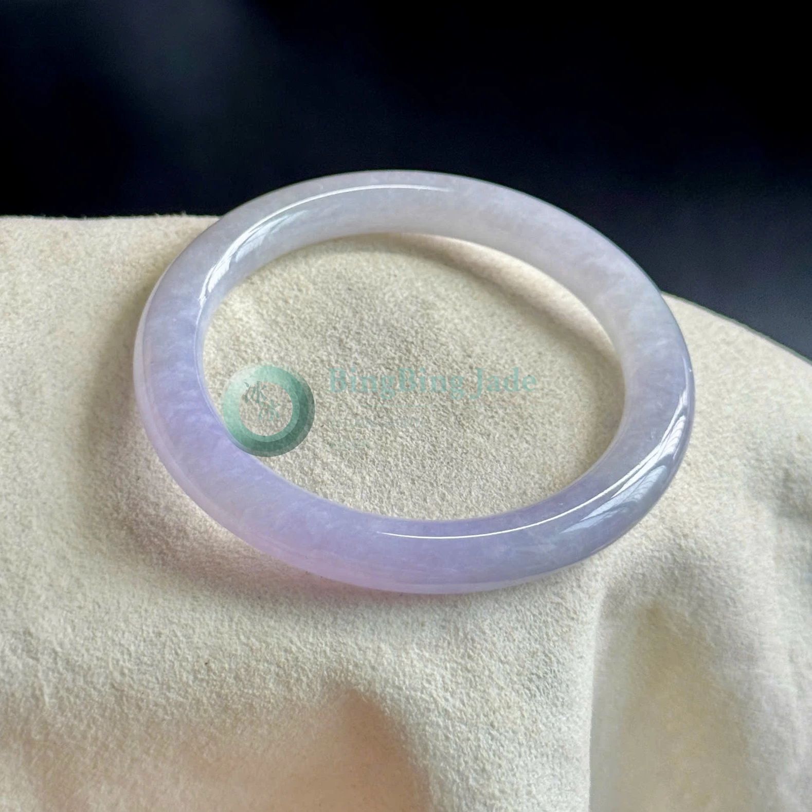 Soft Blush Pink-Lavender Moonlight Jadeite Bangle 53mm